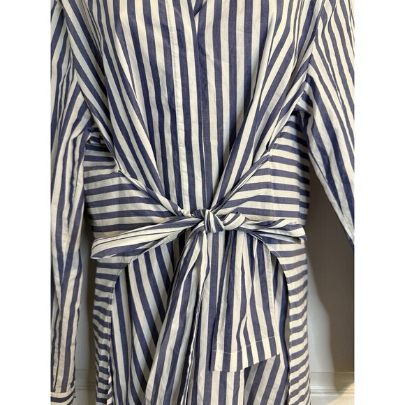 T By Alexander Wang Striped Button Down Tie Front Long Sleeve Shirt Dress Sz 8 - Picture 4 of 6